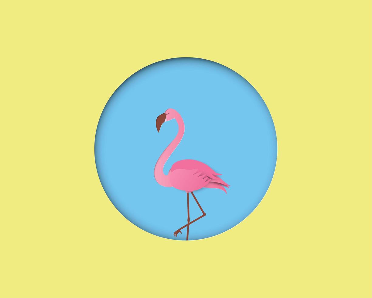 pájaro flamenco sobre fondo amarillo vector