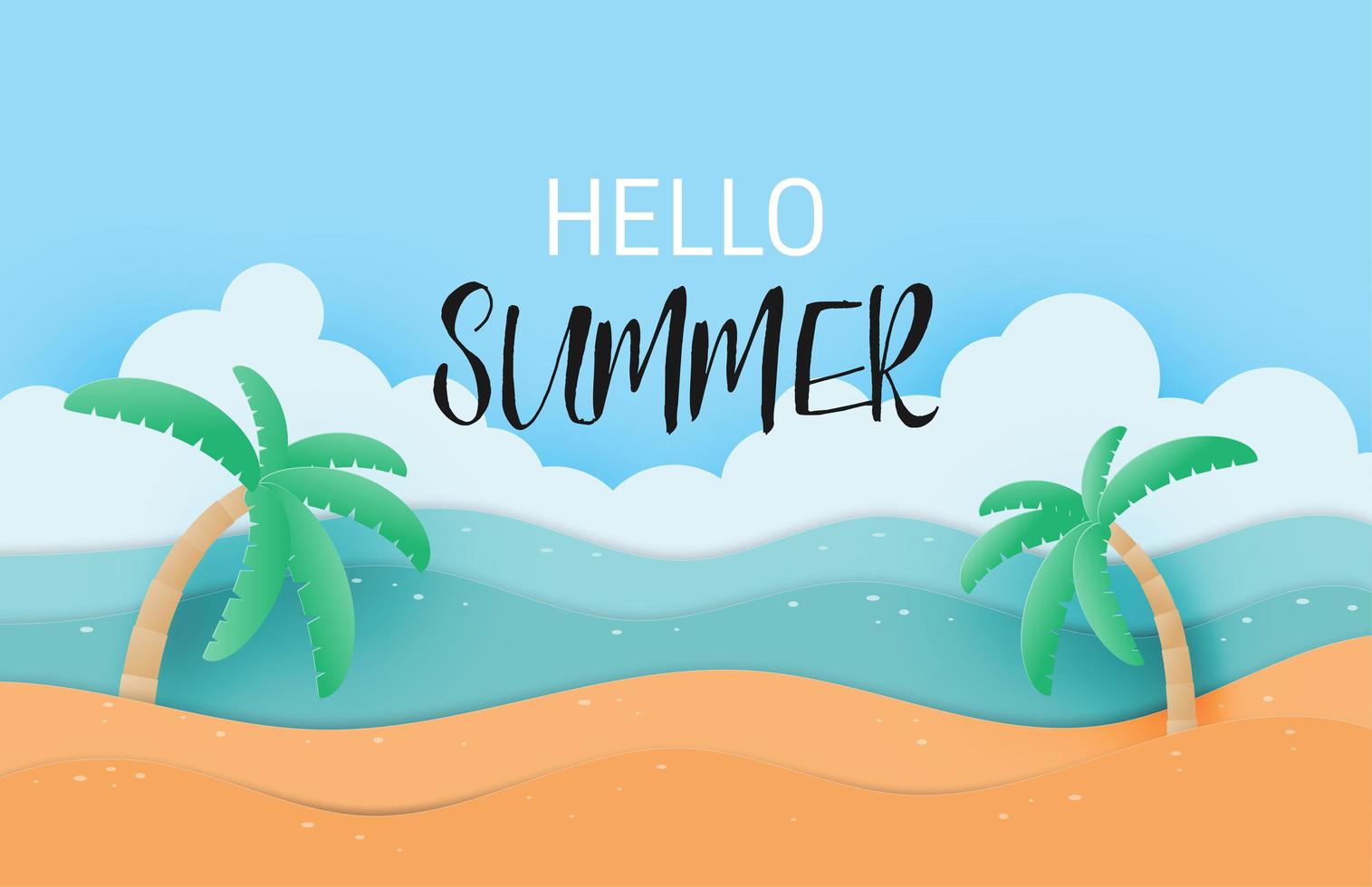 Hello summer with landscape sand  vector