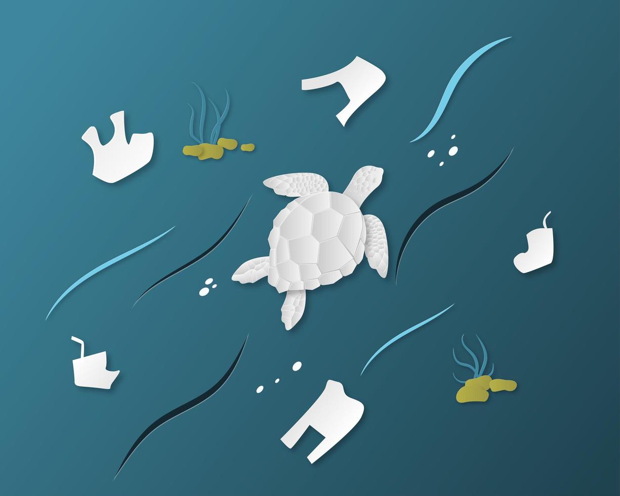 Underwater Ocean pollution  vector