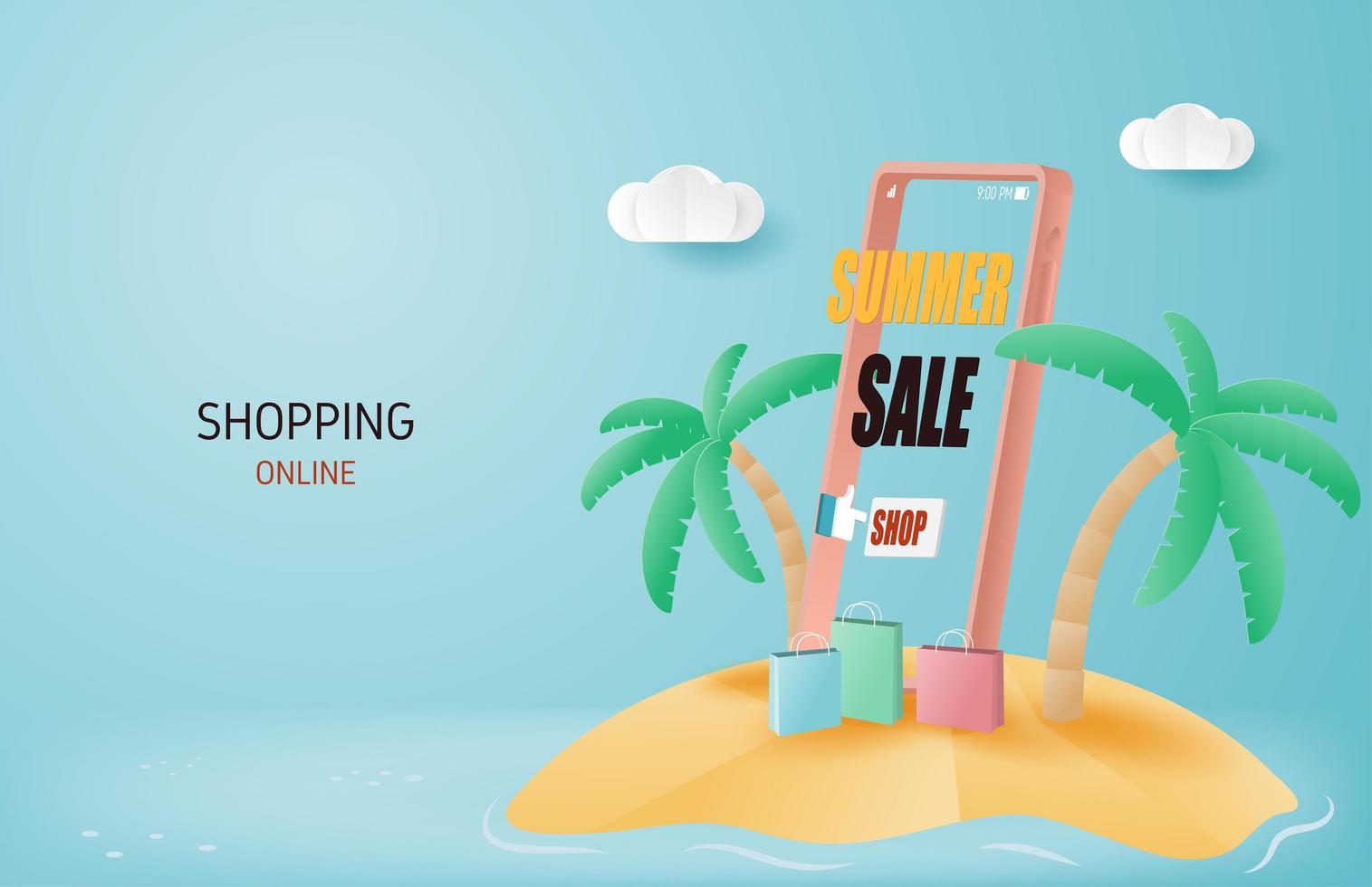 Summer sale online shopping banner  vector