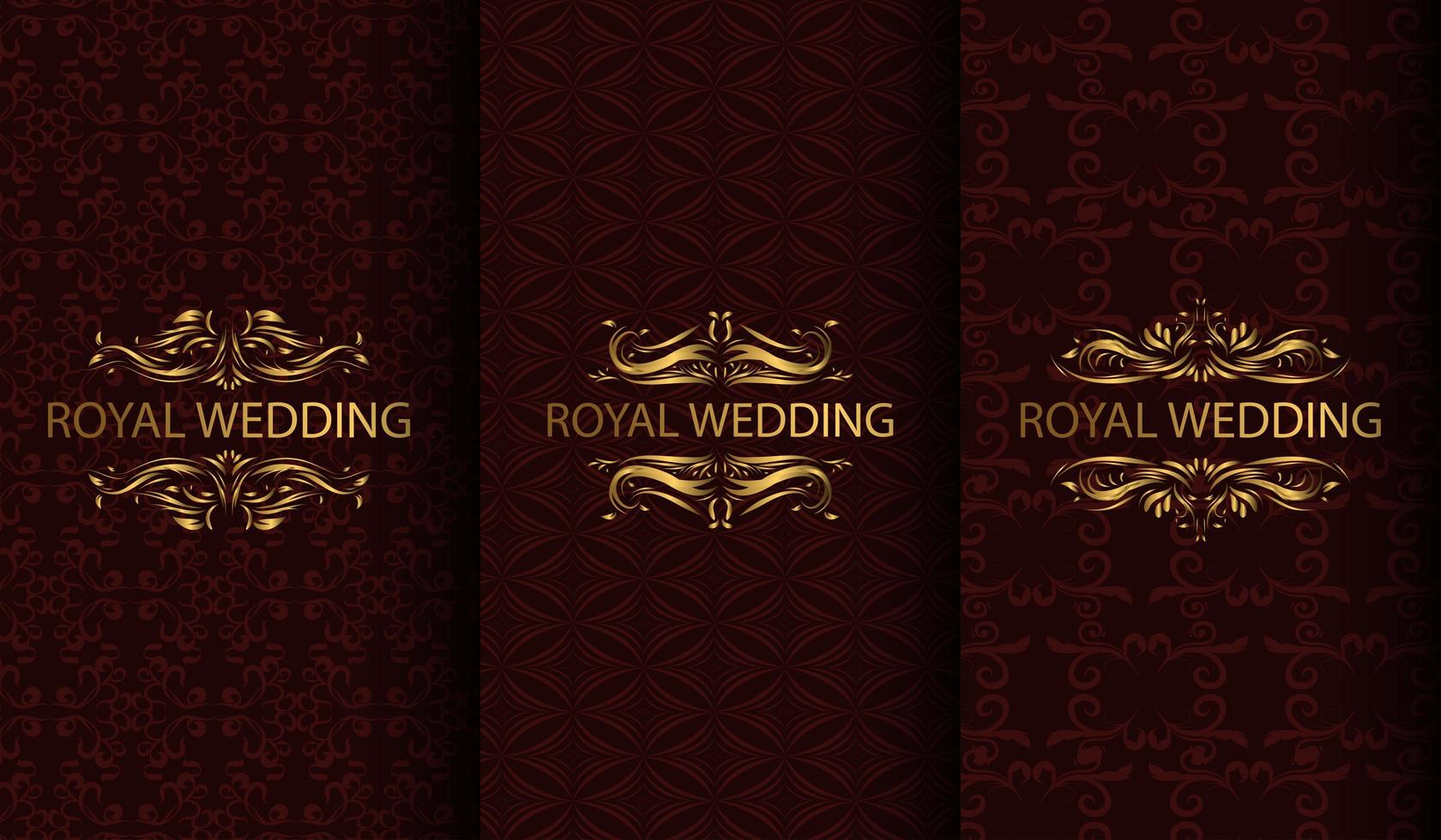 Set of luxury deep red and gold textured backgrounds  vector