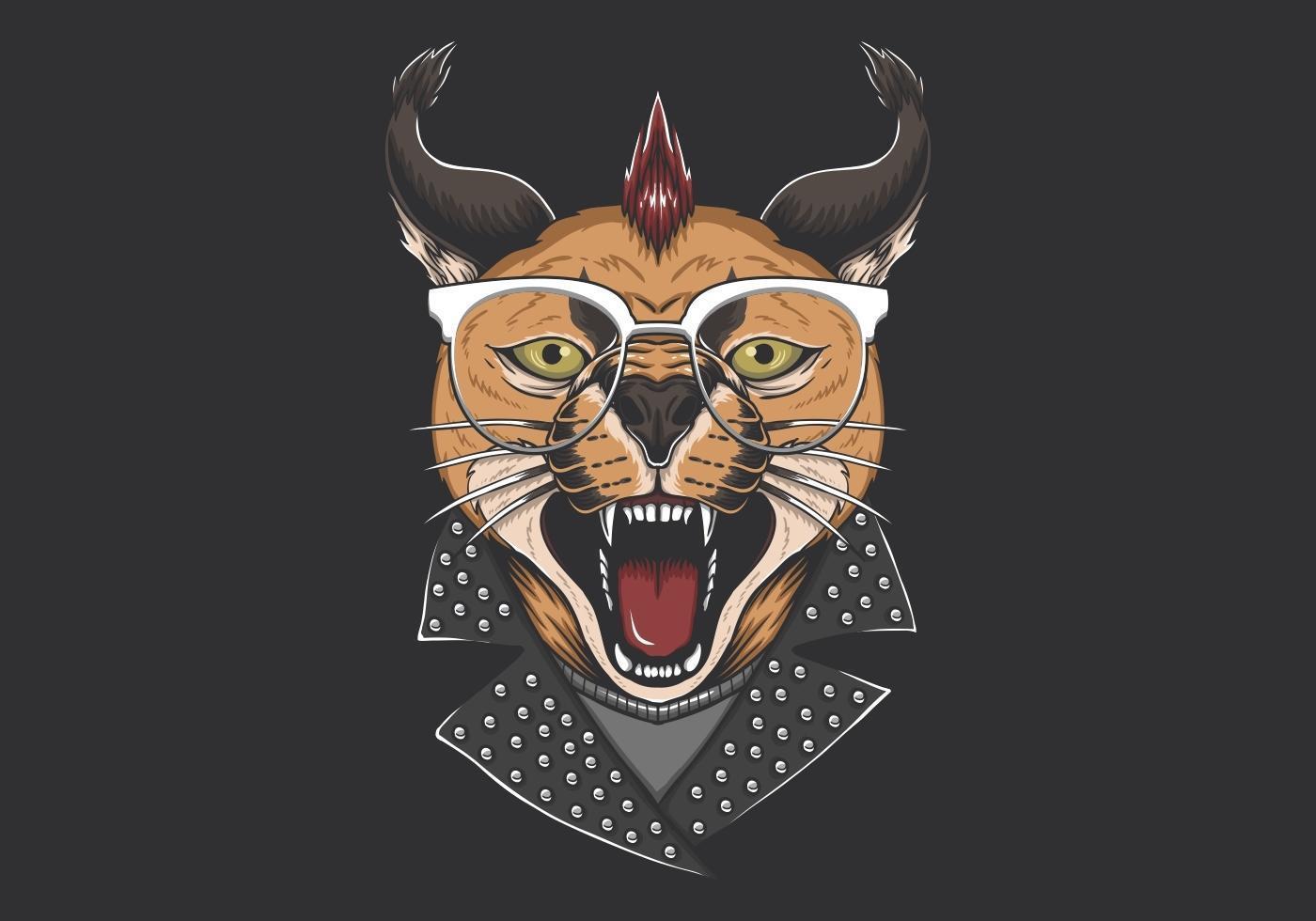 Caracal cat punk head  vector