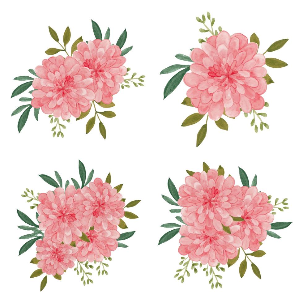 Watercolor dahlia flower bouquet collection vector