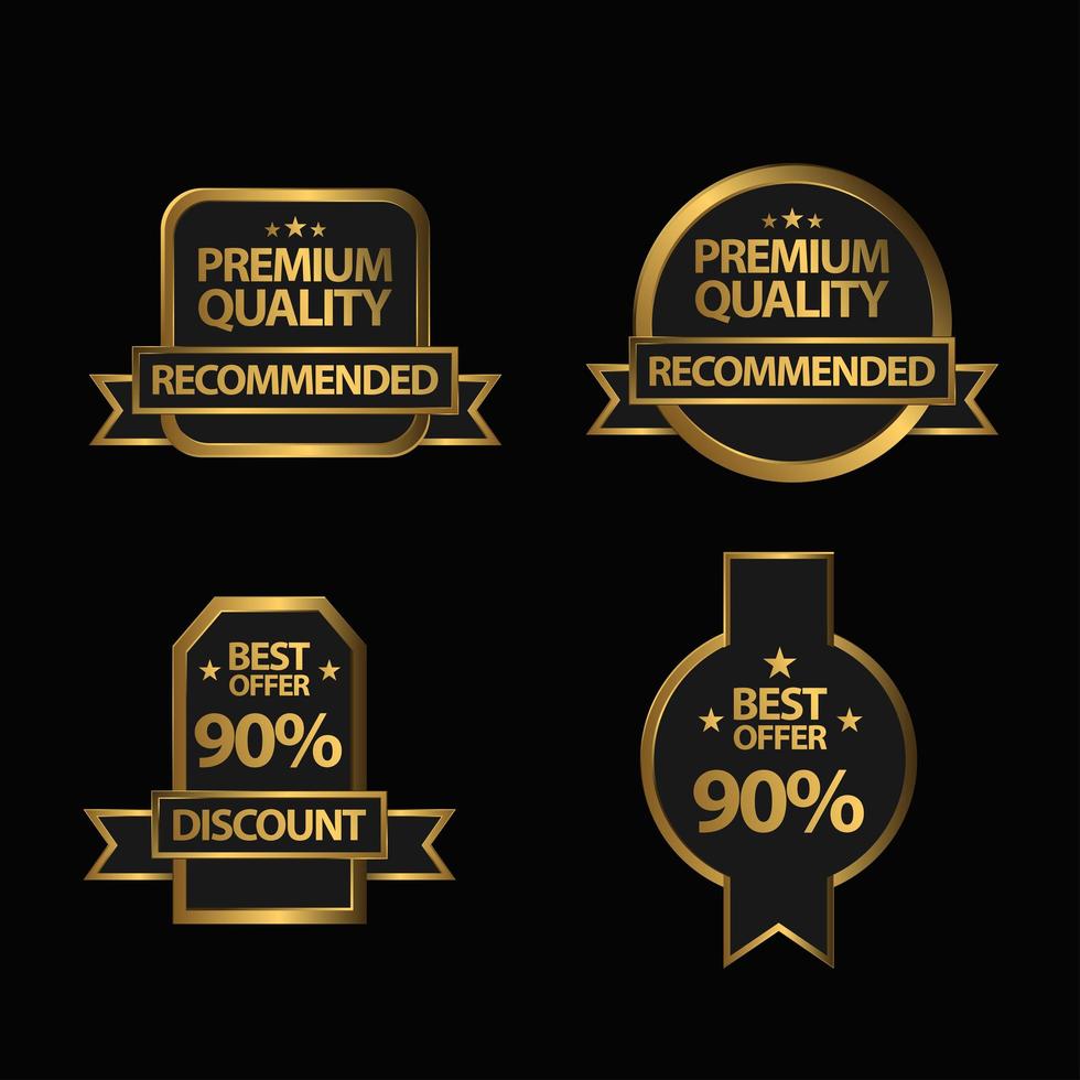 Set of Golden Premium Quality Badges  vector
