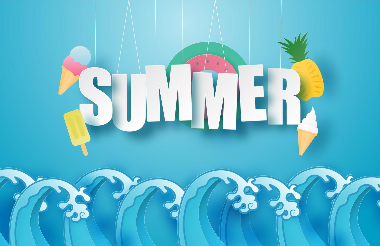 Hello summer with waves vector