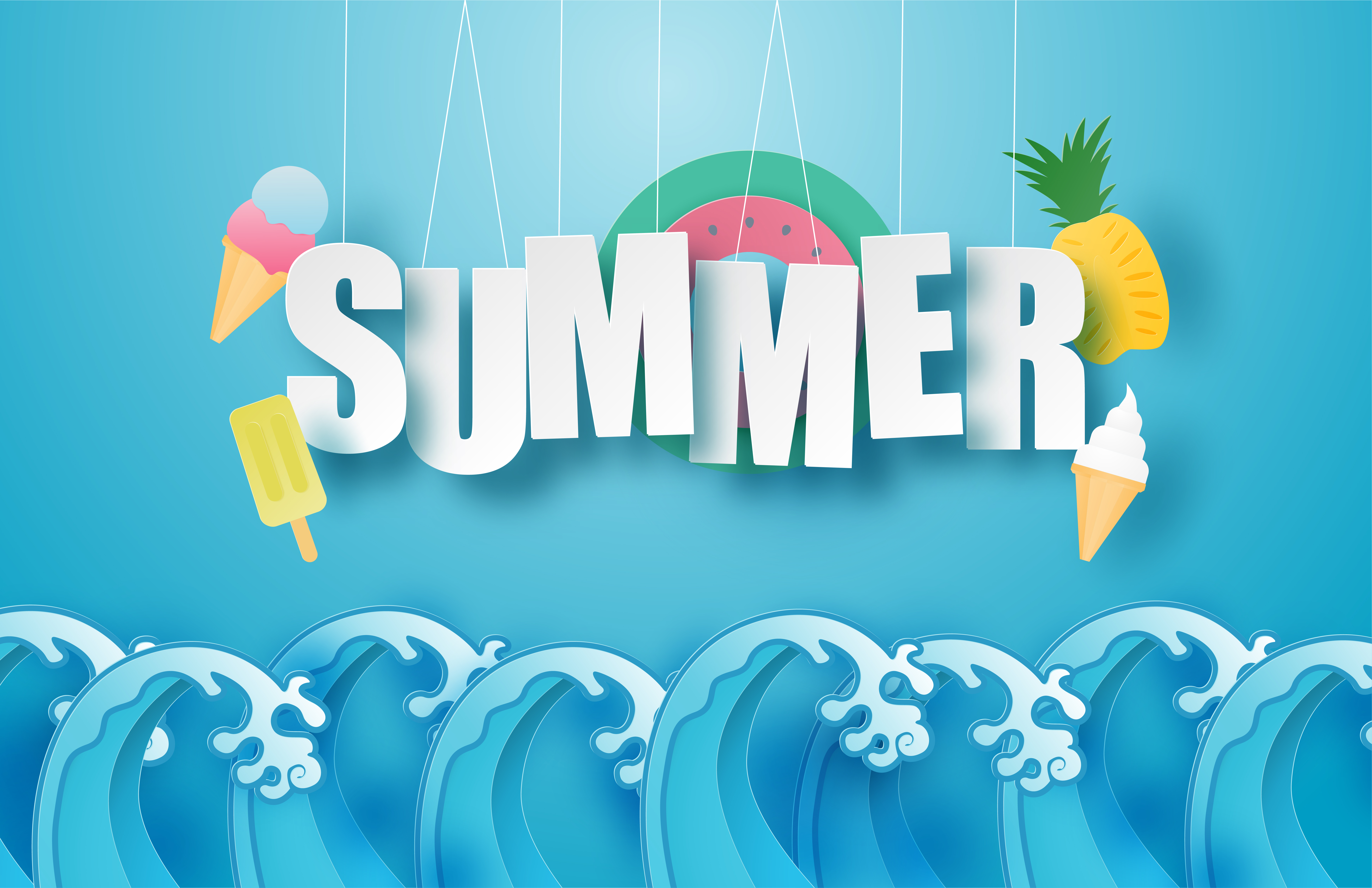 Download Hello summer with waves - Download Free Vectors, Clipart Graphics & Vector Art
