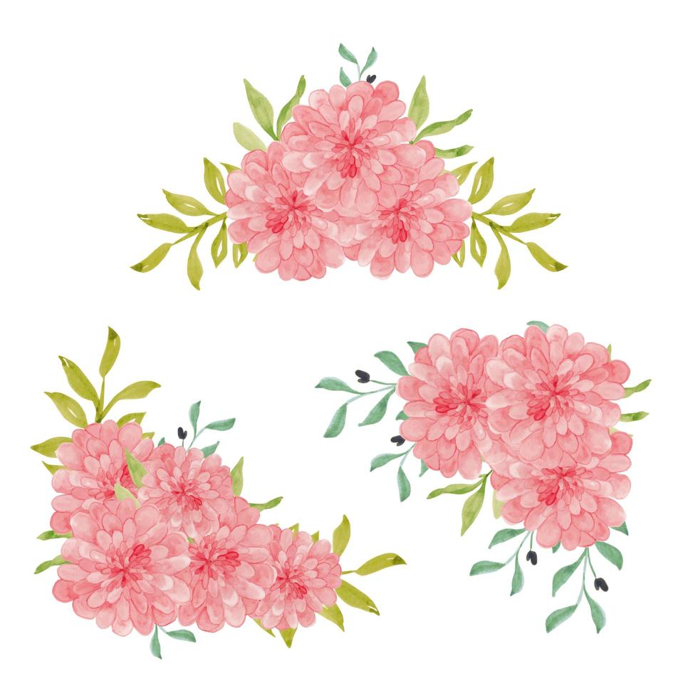 Hand painted watercolor dahlia flower frame arrangement vector