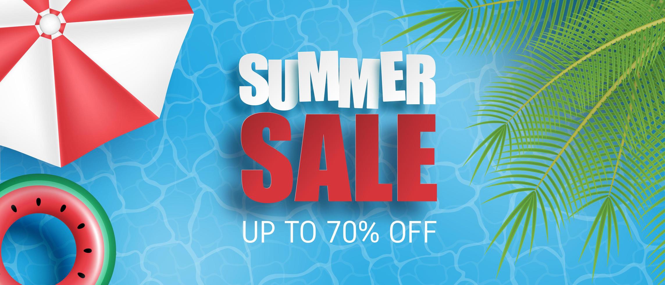 Summer sale banner with pool vector