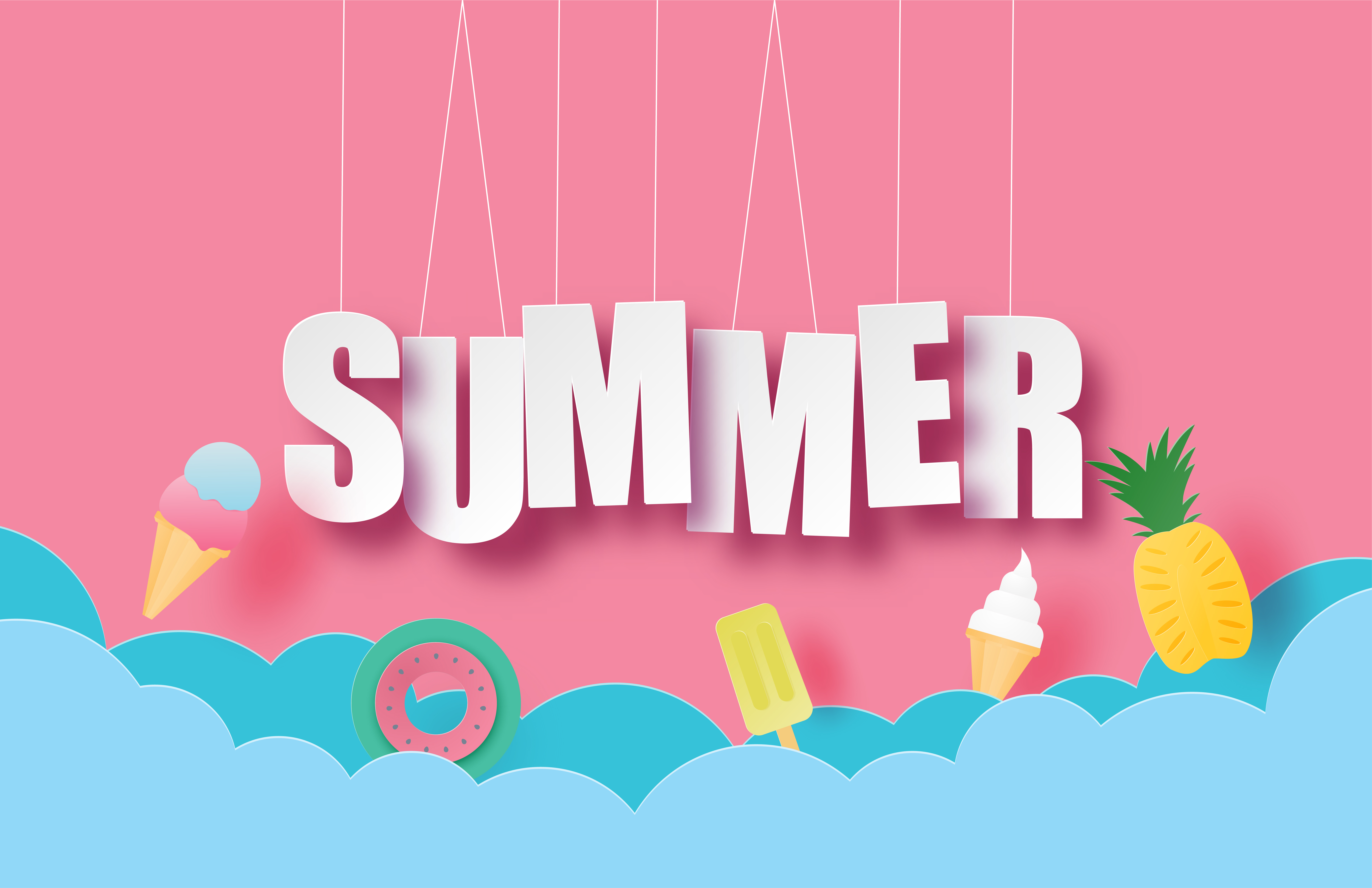 Download Hello summer hanging text - Download Free Vectors, Clipart Graphics & Vector Art