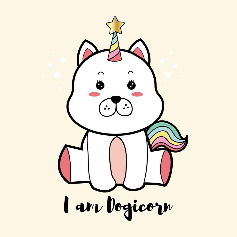 dibujos animados lindo dogicorn vector