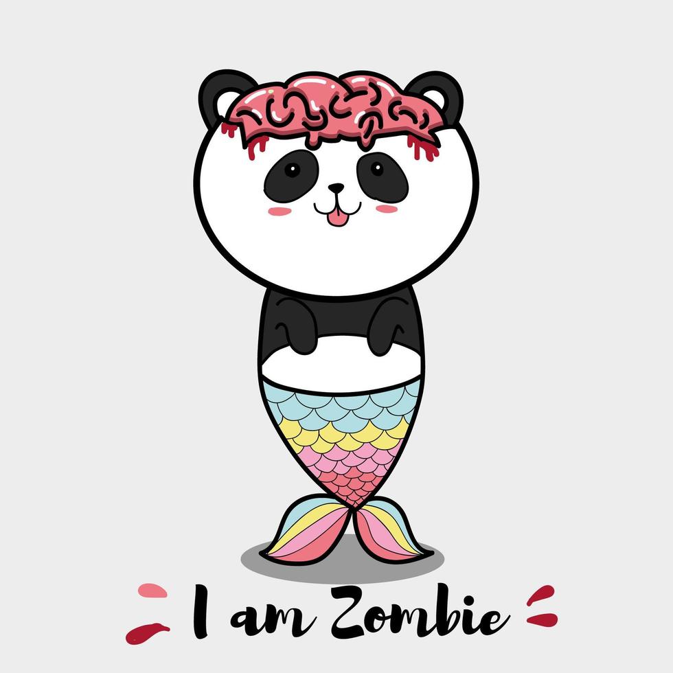 dibujos animados de panda zombie vector