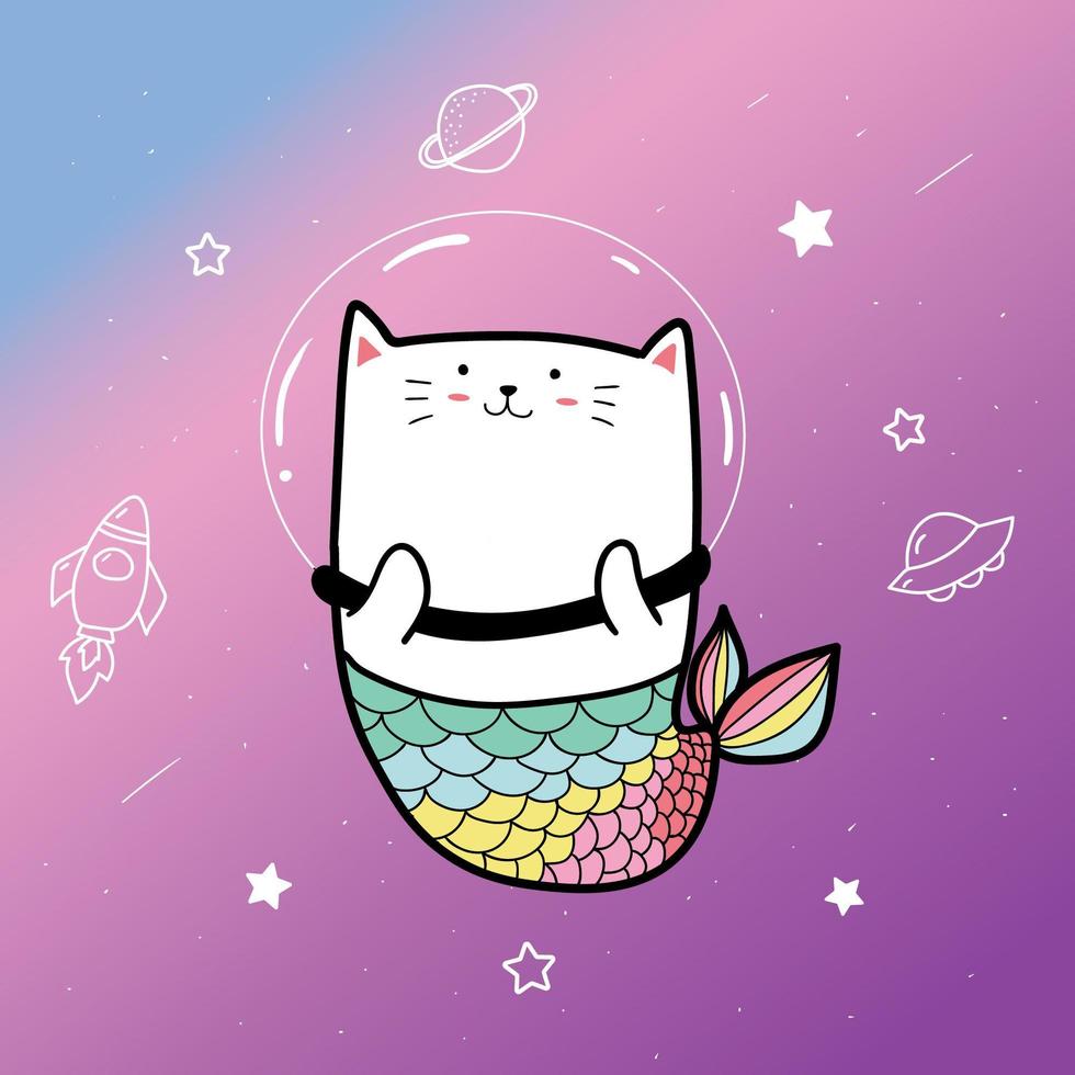 Mermaid and space background vector
