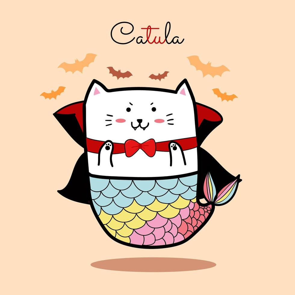 Dracula cat mermaid  vector