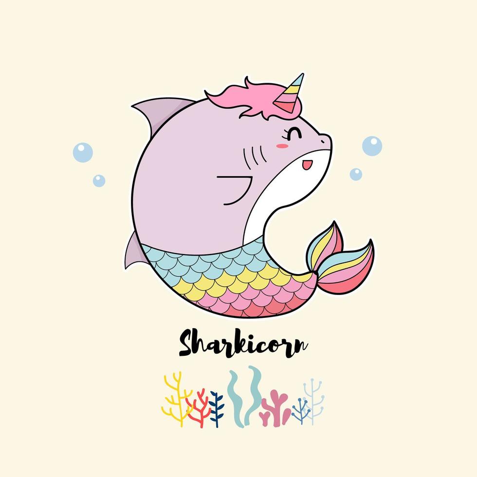 Sharkicorn mermaid charcter  vector