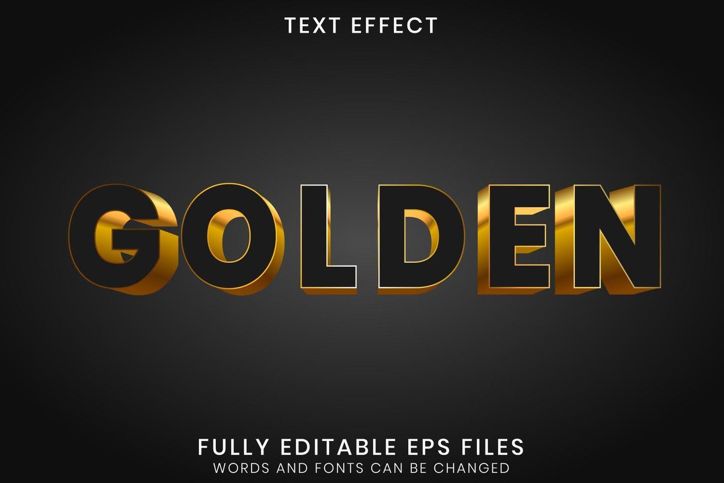 Efecto de texto editable de oro negro 3D vector