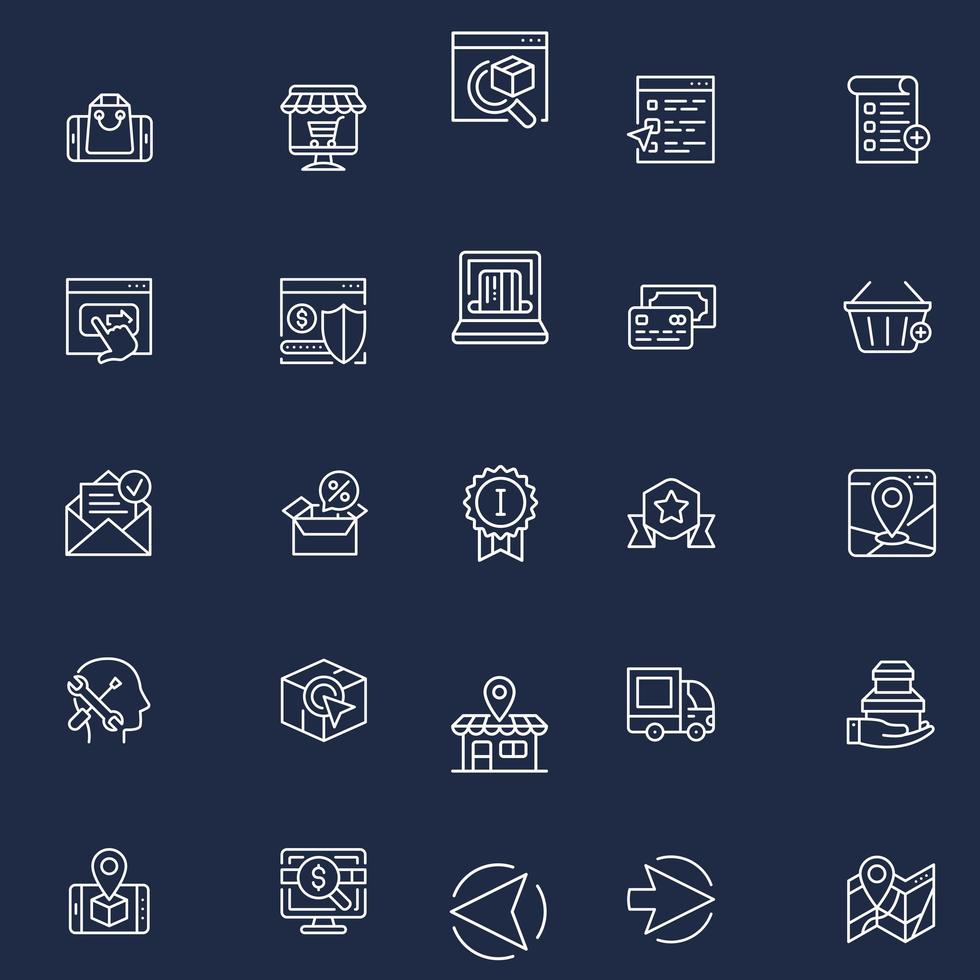 Set of E-Commerce outline web icons vector