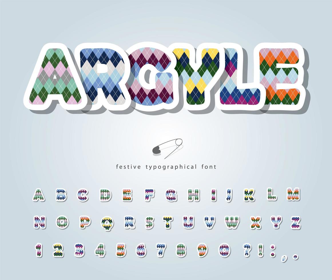 Argyle ABC letters and numbers.  vector