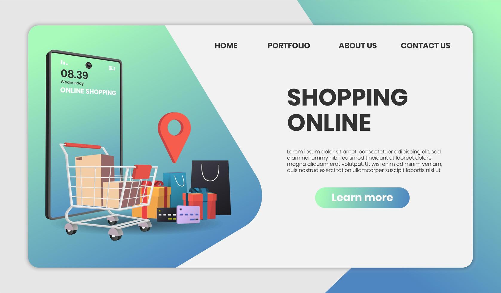 Online shopping with delivery service  website template vector