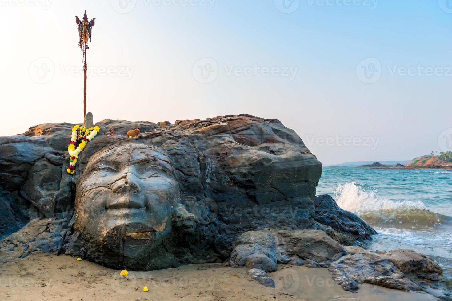 Attractions Vagator Beach in North Goa face of Shiva photo