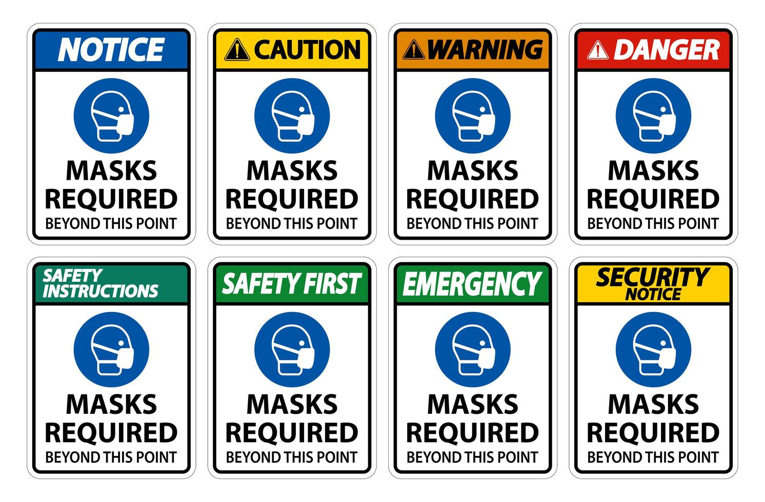 Masks Required Beyond This Point Vertical Sign Set  vector