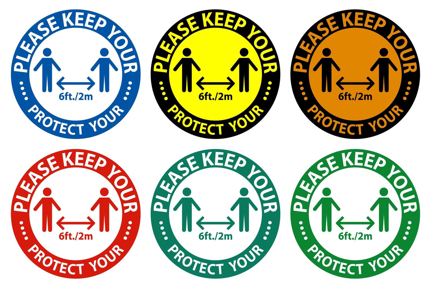 Please keep your distance sign set  vector