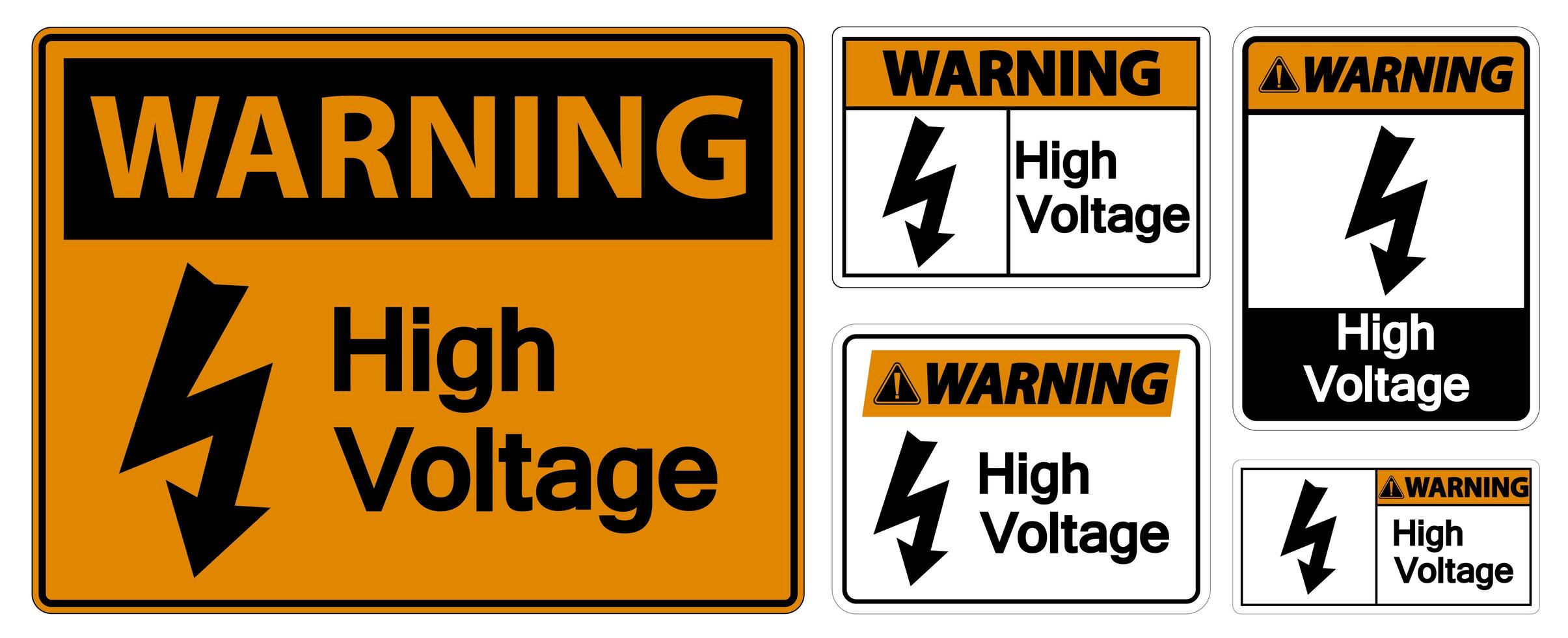 Warning high voltage sign set  vector