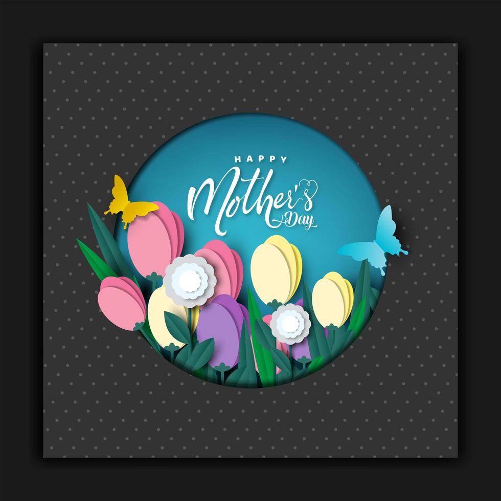 Happy Mother's day card cut out card design  vector