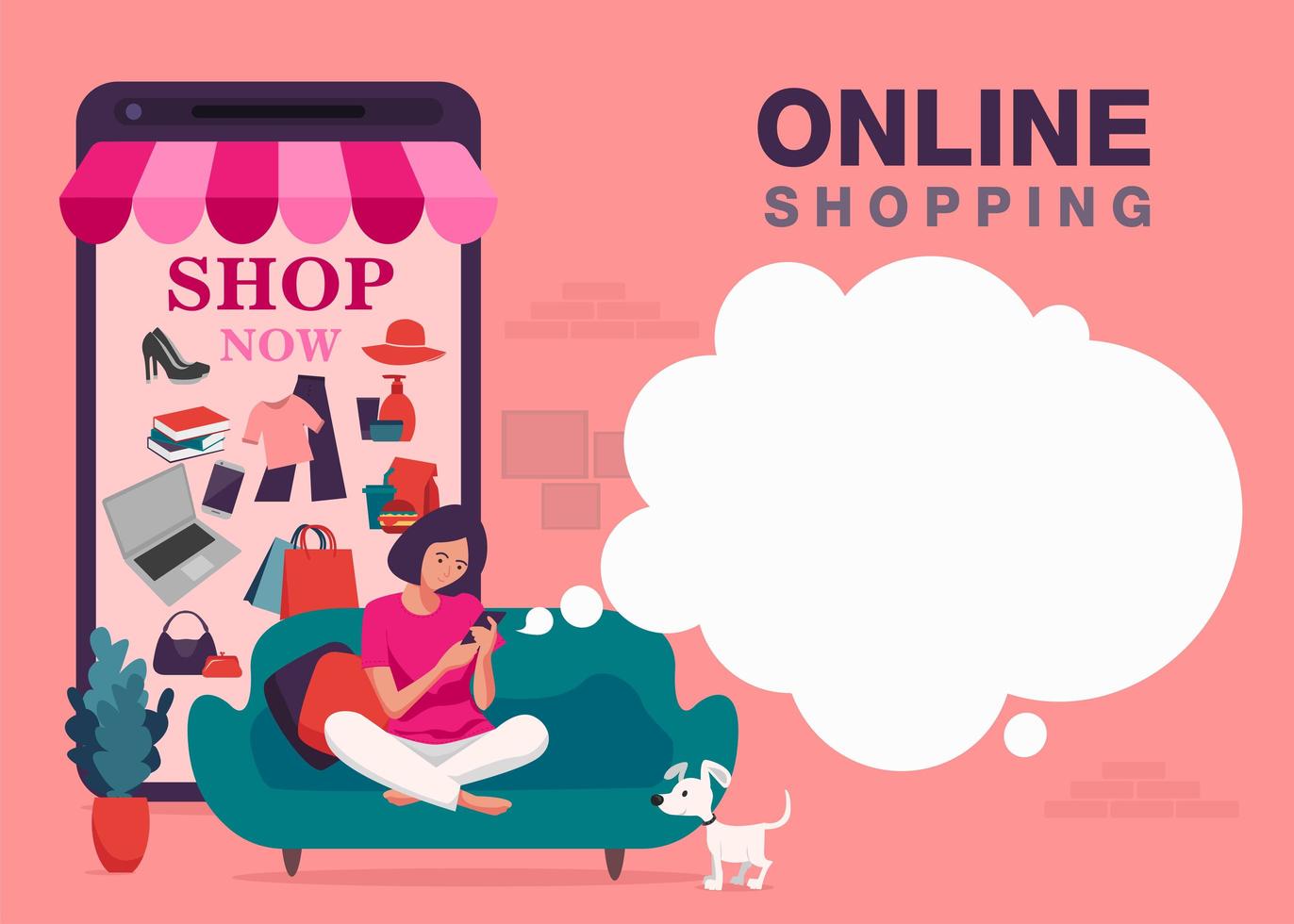 Online smartphone shopping banner vector