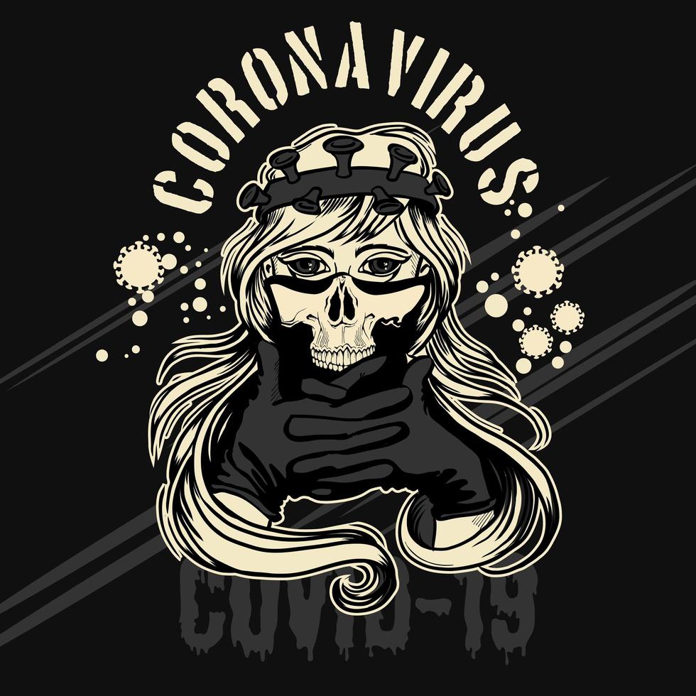 Pandemic Corona Virus Girl in Mask vector