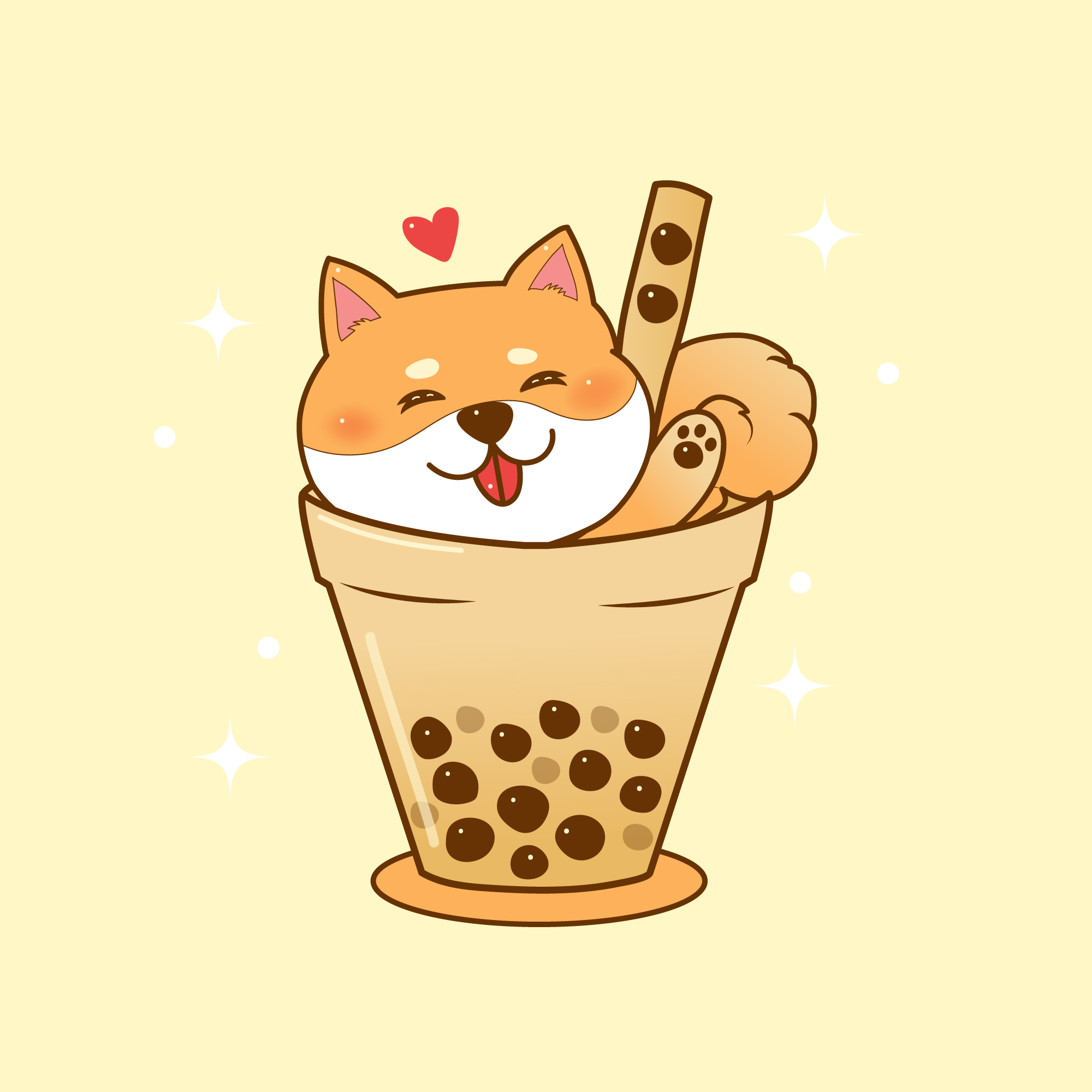 lindo shiba inu en taza de té de burbujas 1184080 Vector en Vecteezy