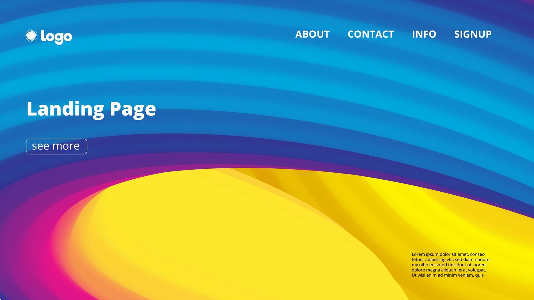 Abstract colorful flowing wave landing page  vector