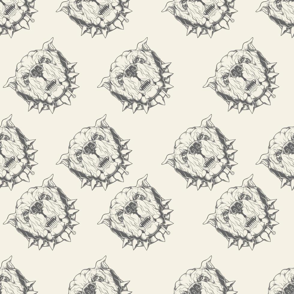 Bulldog with spiked collar seamless pattern vector