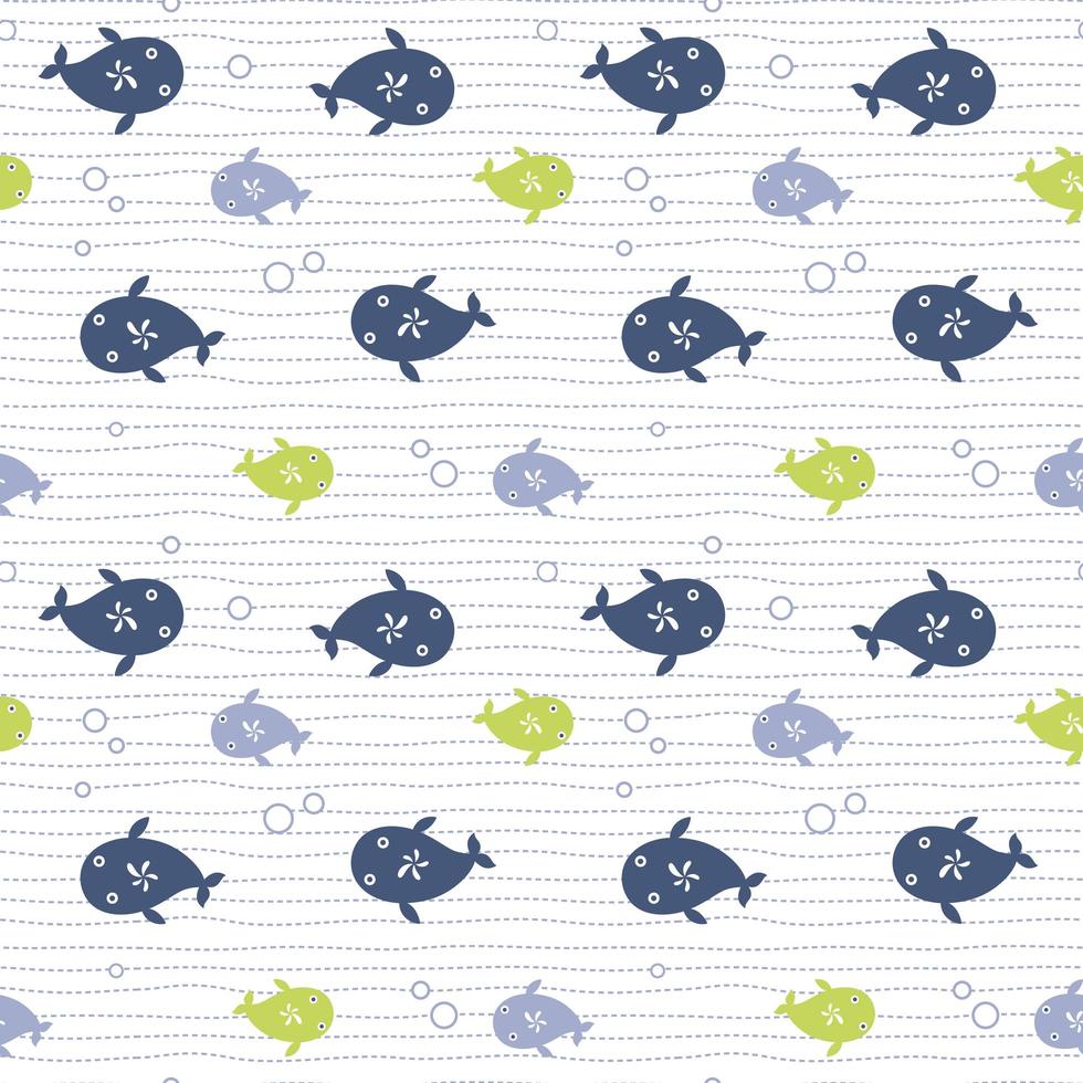 Seamless pattern with cute whales vector