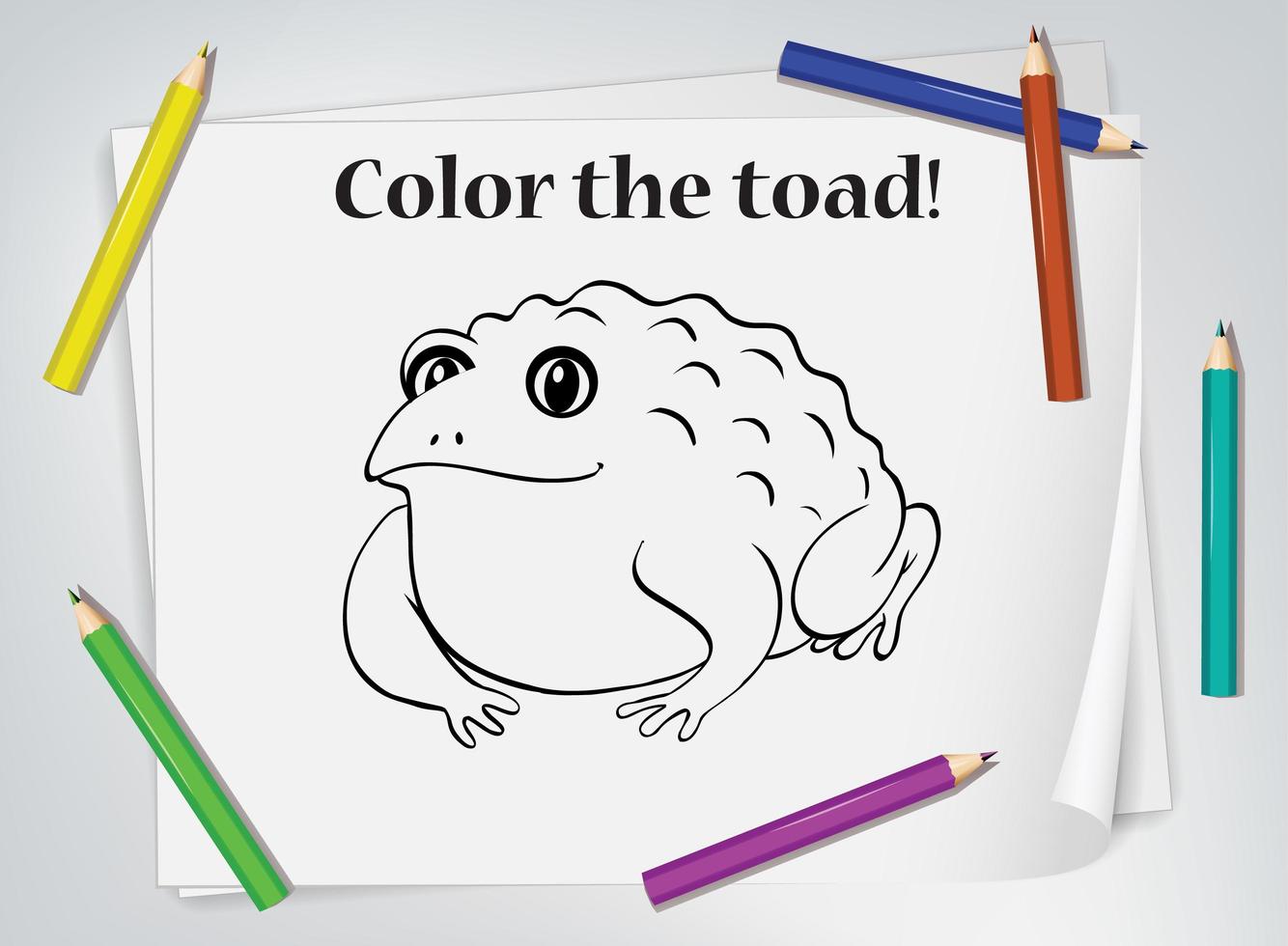 Children's toad coloring worksheet vector