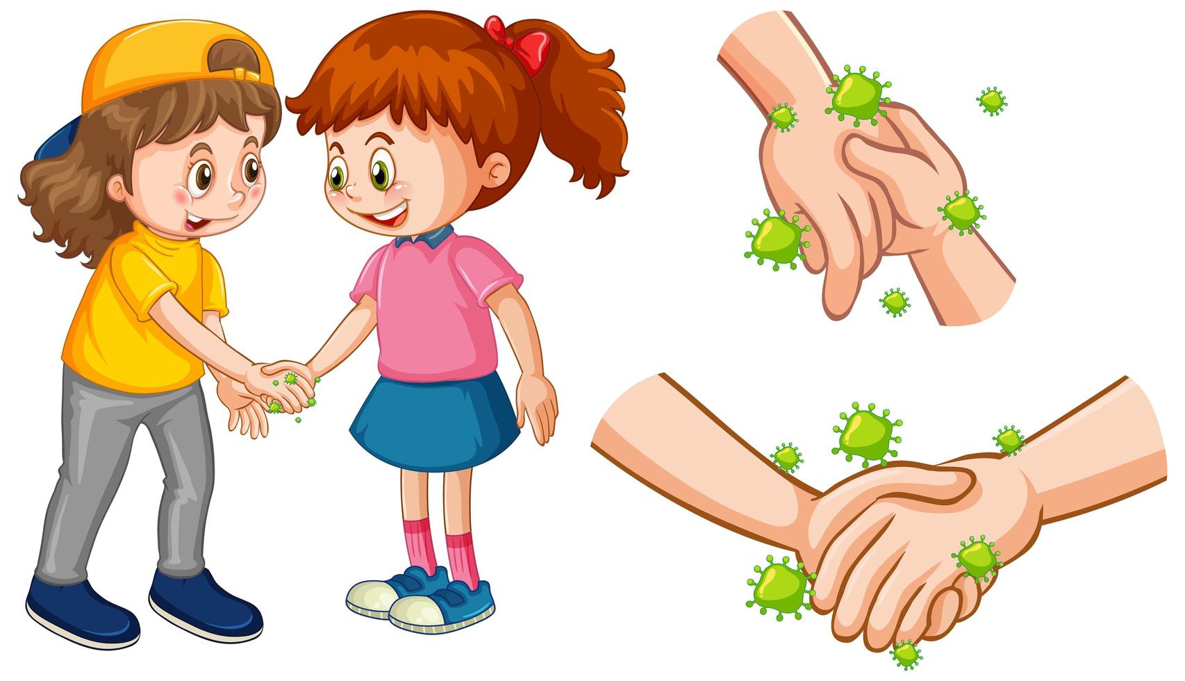 Kids touching hands spreading virus vector