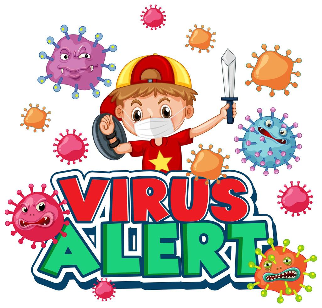 Virus Alert Poster Design with Boy  vector
