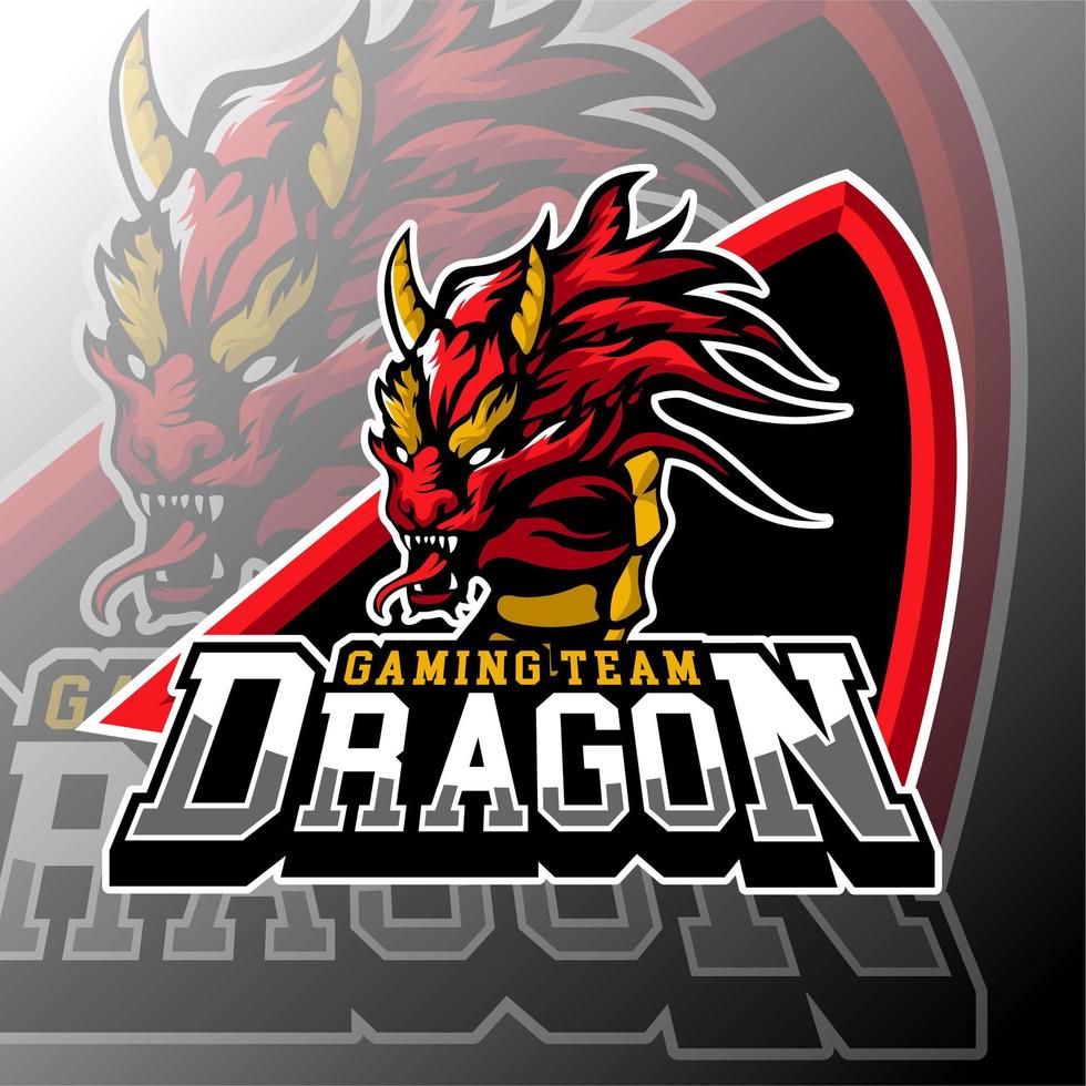 E sports gaming dragon logo badge vector