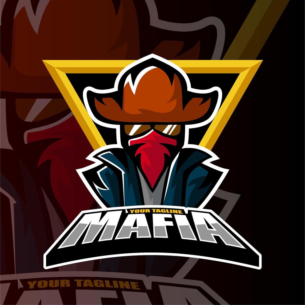 esports team mafia cowboy man gaming logo vector