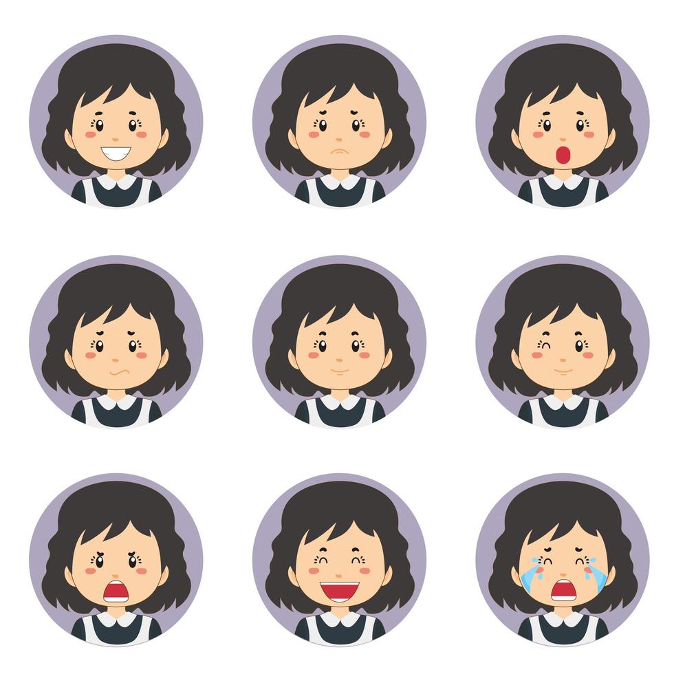 Female Housemaid Avatar With Various Expressions vector