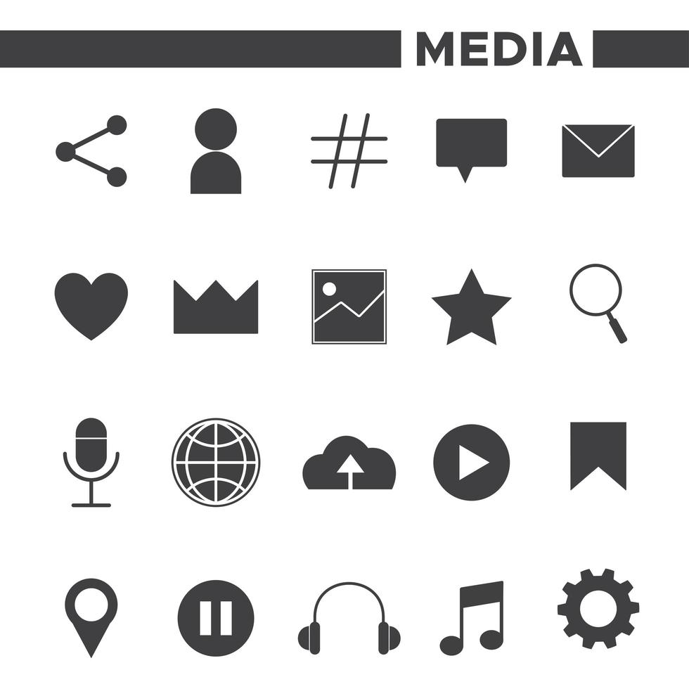 20 Social Media Icons Set vector