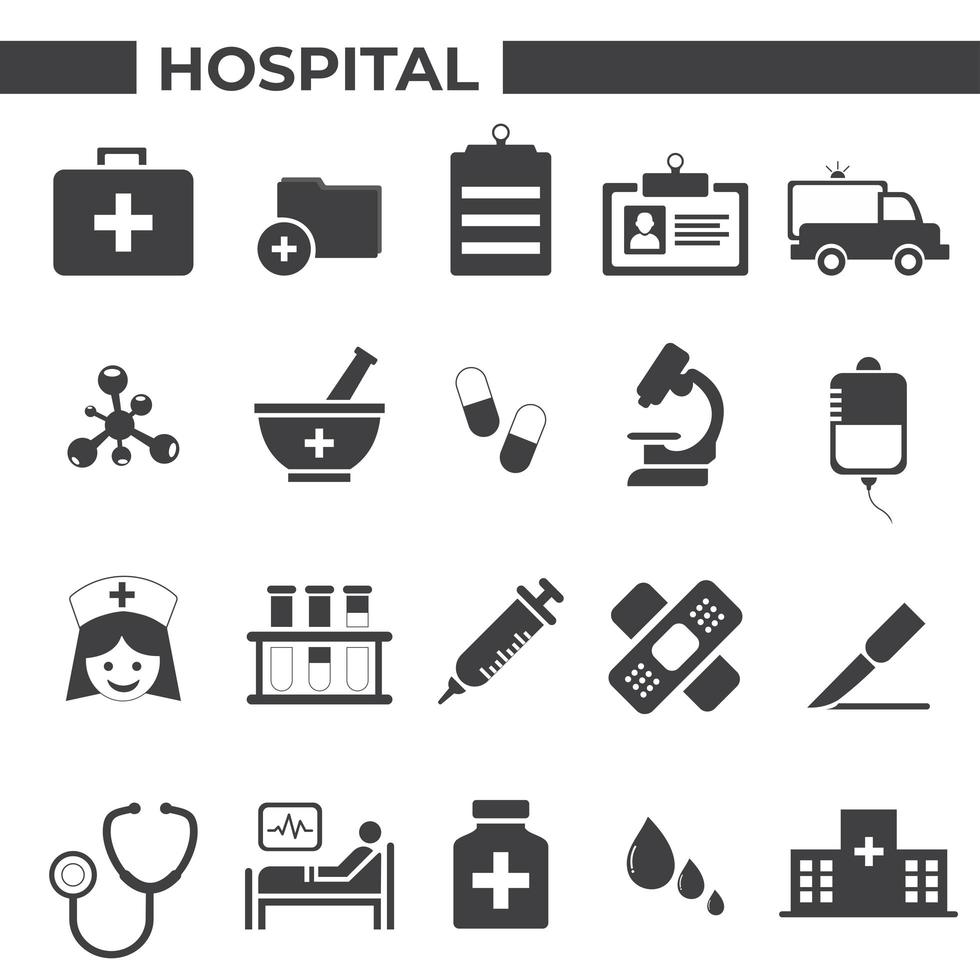 conjunto de iconos de hospital y médico vector