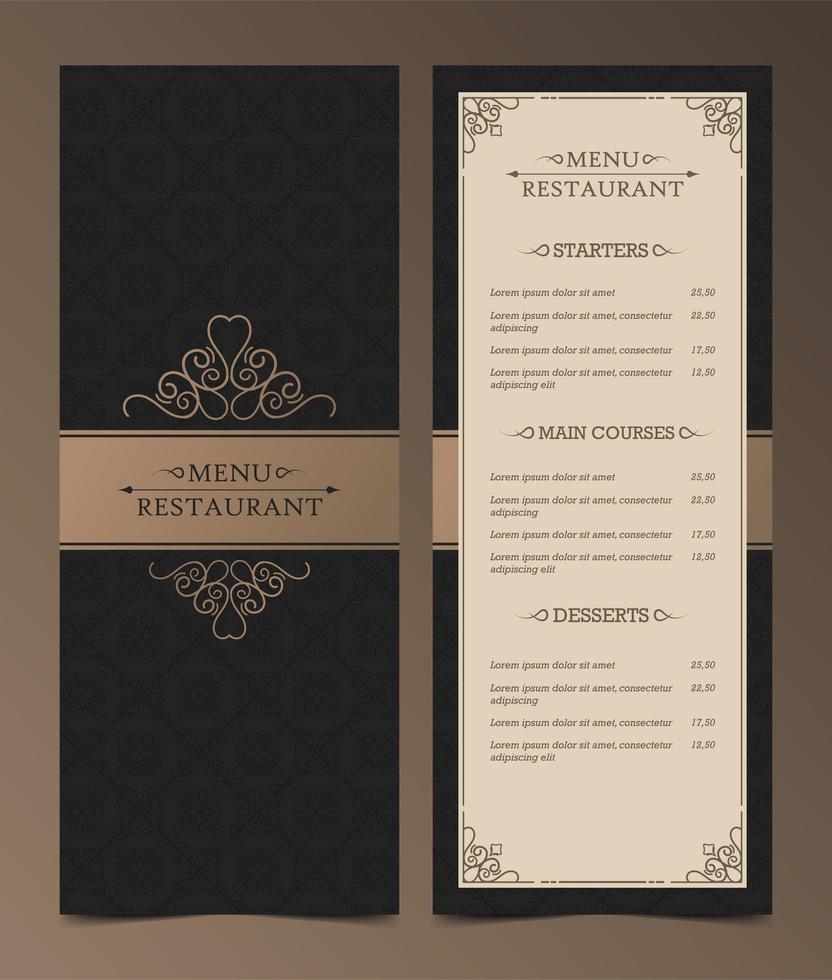 Vintage Dark Menu Layout  vector