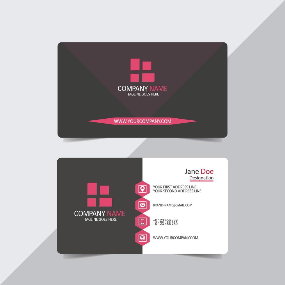 Business Card Template with Pink Details vector