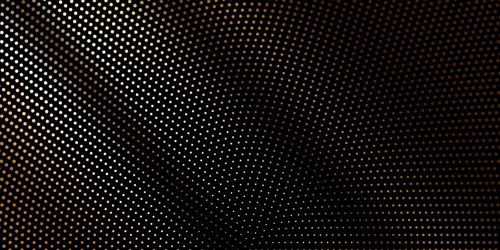 Circular halftone dotted golden pattern on black vector