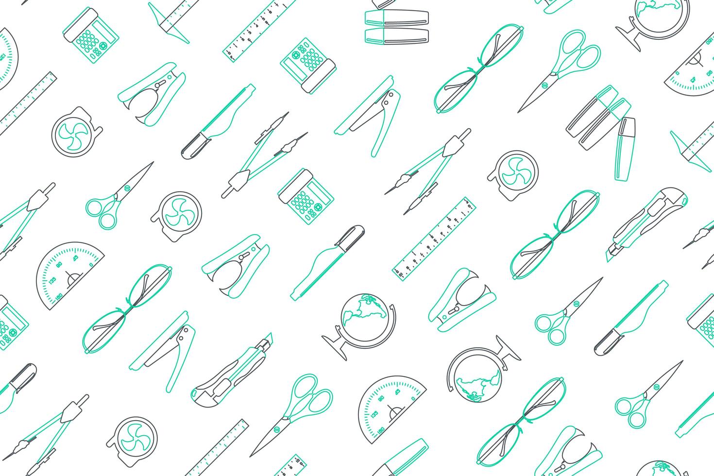 Line style office elements seamless pattern vector