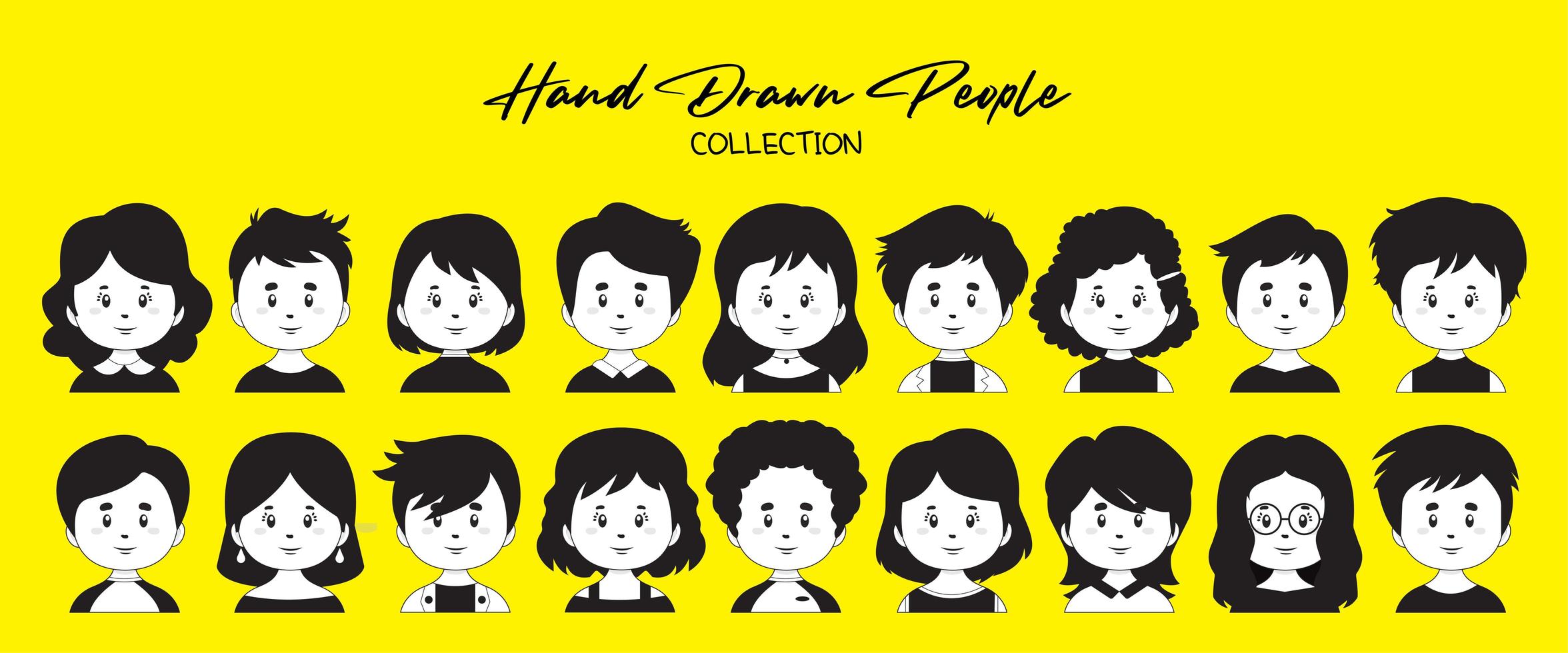 A Set Of Hand Drawn People Avatars vector