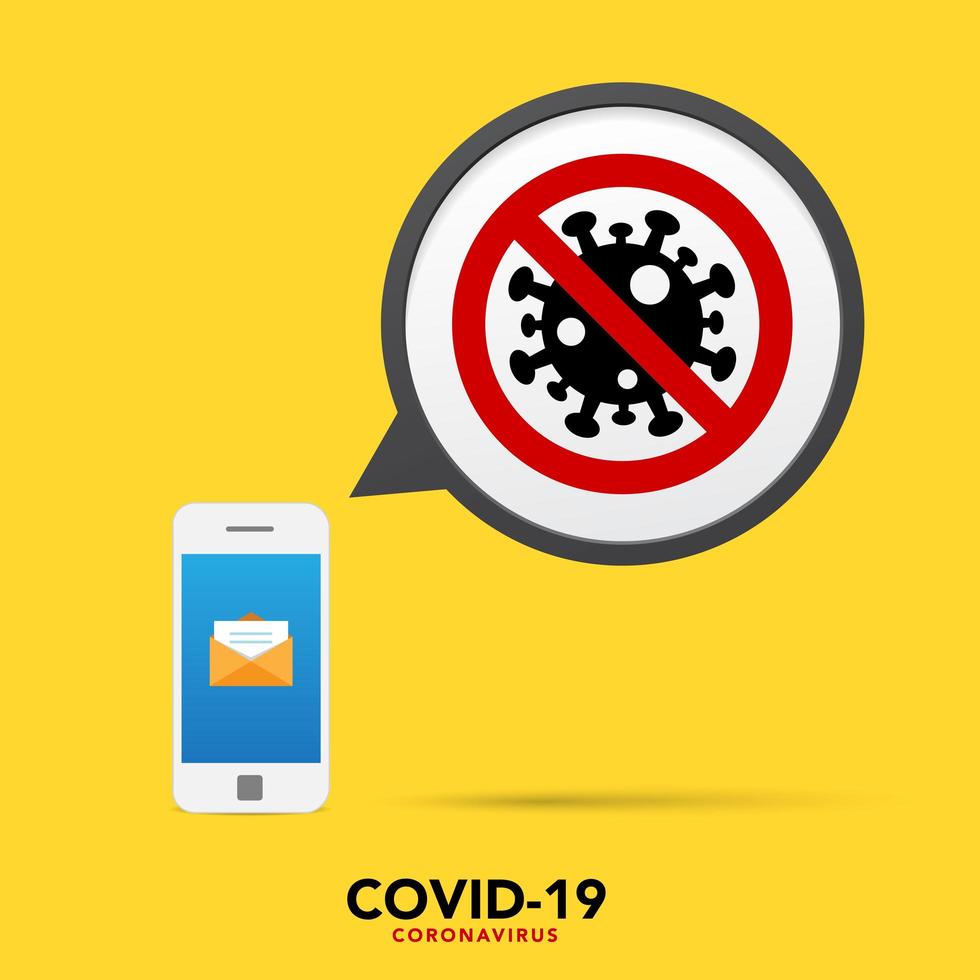 Stop Coronavirus banner with mobile phone vector