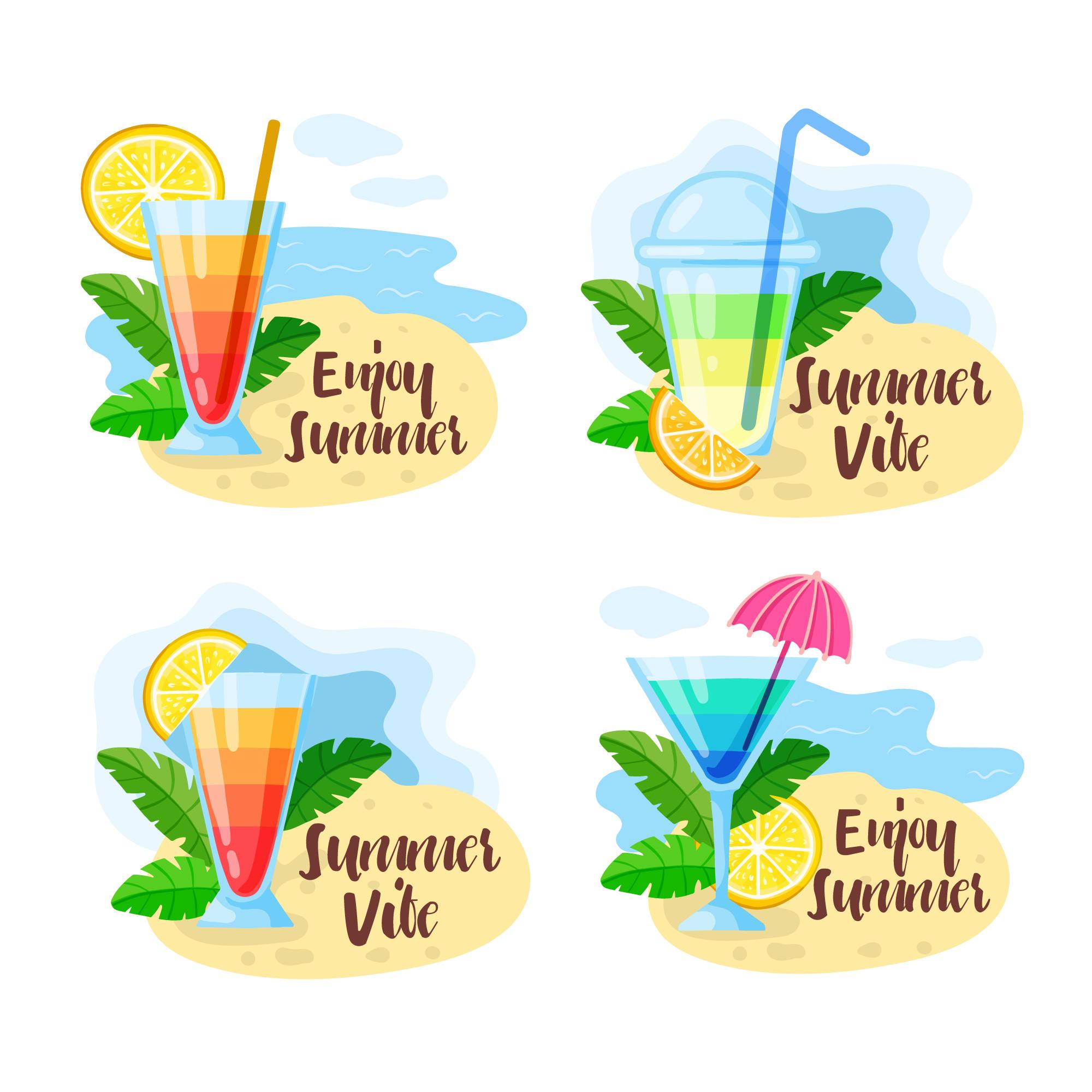 Download Summer drink badge collection - Download Free Vectors, Clipart Graphics & Vector Art