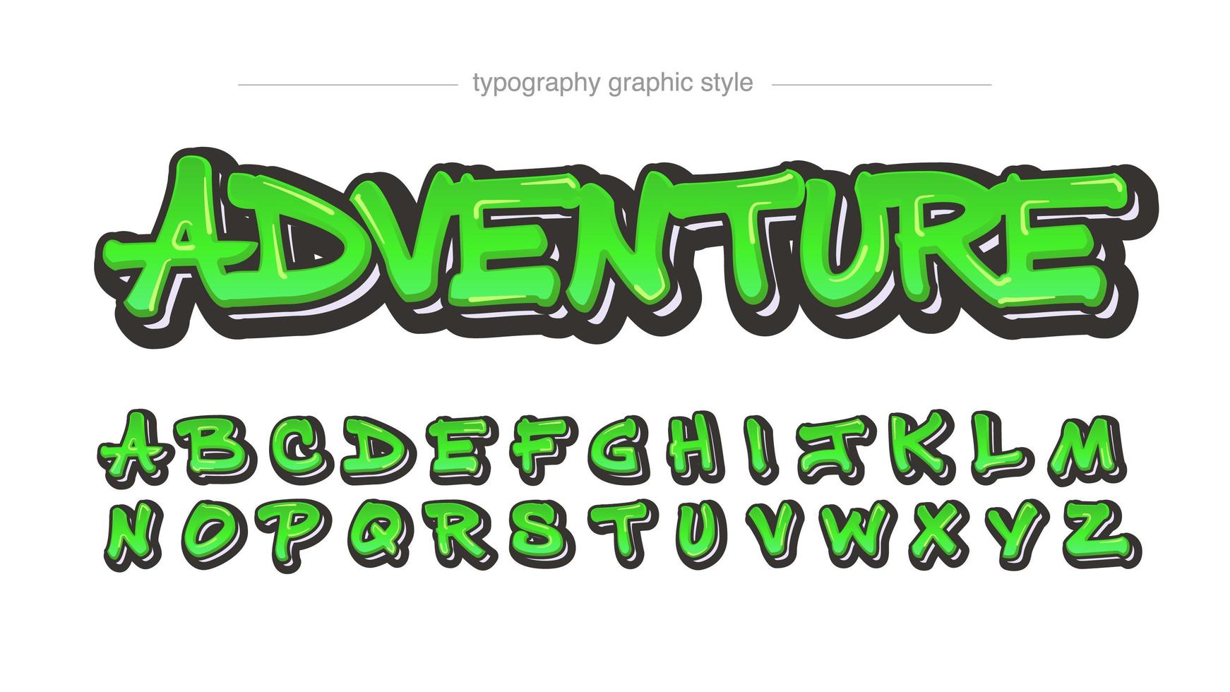 Bright Glossy Green Graffiti Text Effect vector