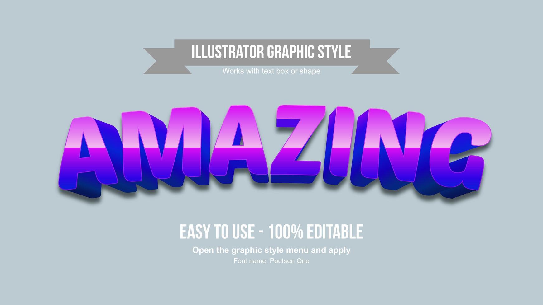 Arched Glossy Purple Cartoonish Text Effect vector